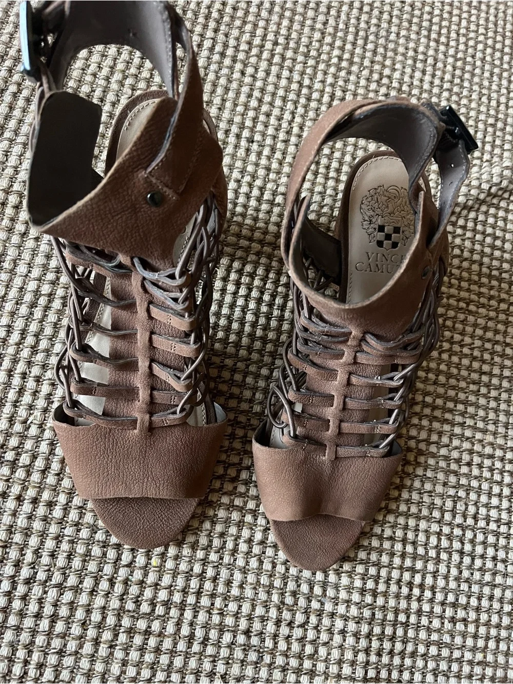 Vince Camuto Brown Lace-Up Gladiator Heels